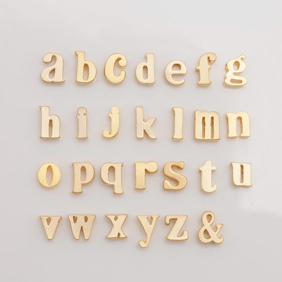 S786-2ea Matt Gold Plated,Lowercase Initial Letter Charm, Small Letter  Initial Beads, Alphabet Beads