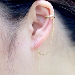 Chain Ear Cuff with Cubic Zirconia,Nickel Free,E-Coated [CH0031-1 pc] image 7