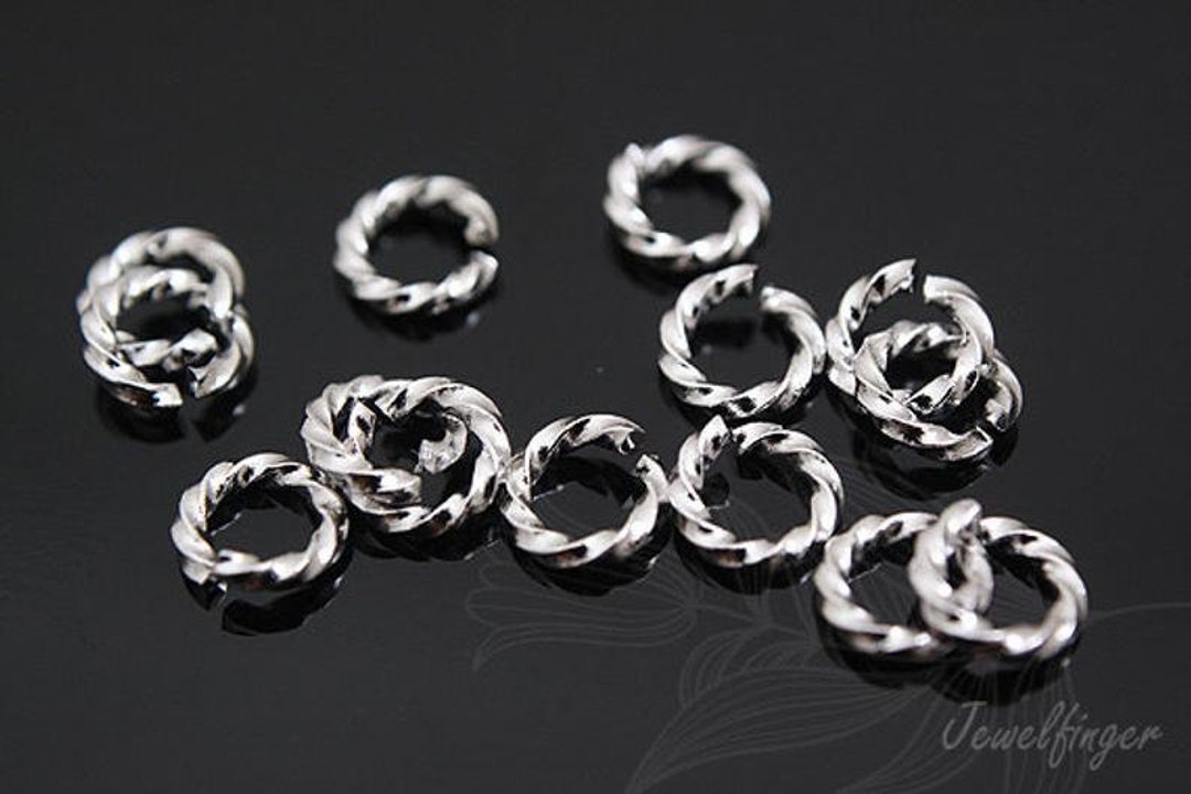 5mm Twisted Jump Rings Rhodium Plated, Open Ring Connectors for ...