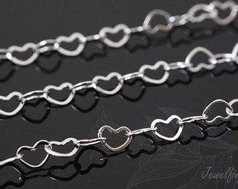 A152-1M, Rhodium Plated 240HTSF Heart Chain, Jewelry Findings, Necklace Making Supplies, Chain wear