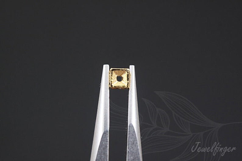 Mini Cubic Beads H548-2pcs-Gold Plated-4mm Metal Rondelle Beads