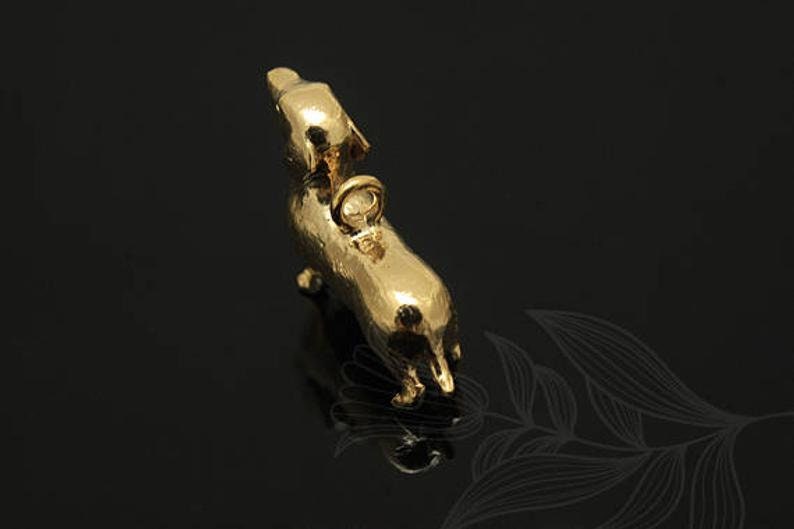 E1075-2pcs Matt Gold plated-Brass Dog Charm-Metal Charms,Animal Pendant