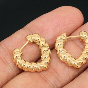 CH2036-1pairs-Gold Plated- 20mm  Twisted Earrings-5mm Thickness Hoops -Nickel free
