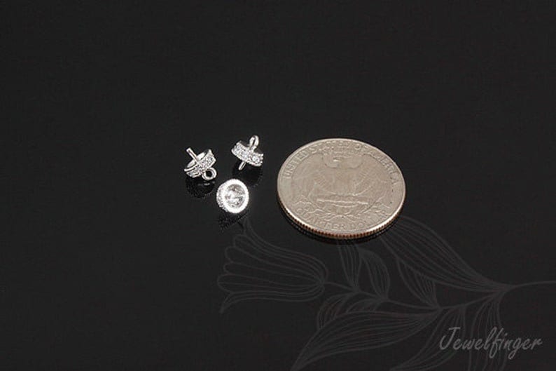 H393-2pcs-Rhodium Plated-6mm Bead Cap-For Half Drilled Beads Bead Cap