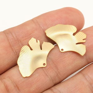 KM003-1pairs Matt Gold Plated 25*17mm Ginkgo Leaf Earrings,DIY Ear Findings ,Nickel Free Post