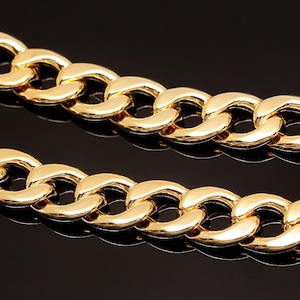 16K äkta guldpläterad 120 NF-kedja, 11*8 mm grov oval väskkedja [A531-1 m]