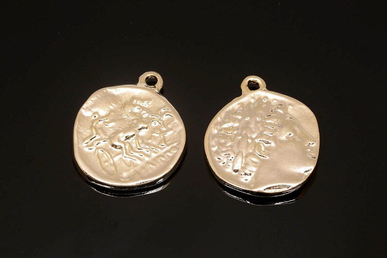 H499-2pcs-Gold Plated-21*17mm Double Sided Vintage Pendant-Medallion Necklace Charm