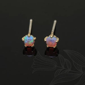 Clous d'oreille en opale rose plaqué or [paire E1035-1]