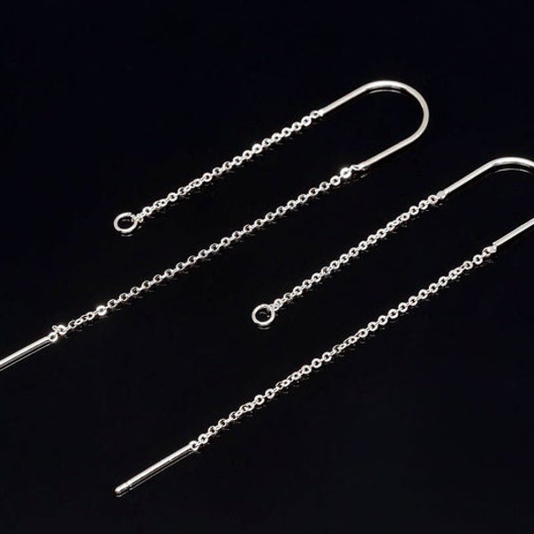 H1397-1 pairs-Rhodium Plated-Chain Hook Earring-Long Chain Earrings-Ni Free