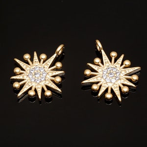 K312-2pcs-Matt Vergoldet-15 * 12,5 mm kubischen Starburst Charms-Cubic Star Charm - Nord Stern Anhänger