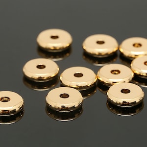 CH6134-10pcs-Gold Plated-8mm Metal Rondelle Beads-Brass Heishi Spacers,Disc Beads,Flat Rondelle