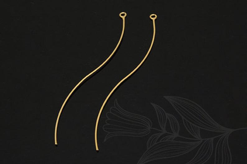 S1184-2pcs-Gold Plated Wave Bar Pendant,Stick Pendant