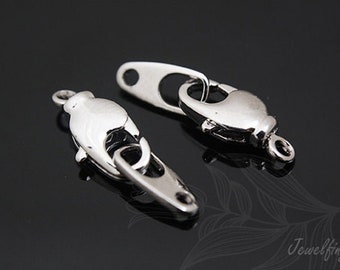 B192-4set, Rhodium Plated 11.5*6mm Robster Claw Clasp With A Bar, Lock Finding, Metal Lobster Clasp, Nickel Free