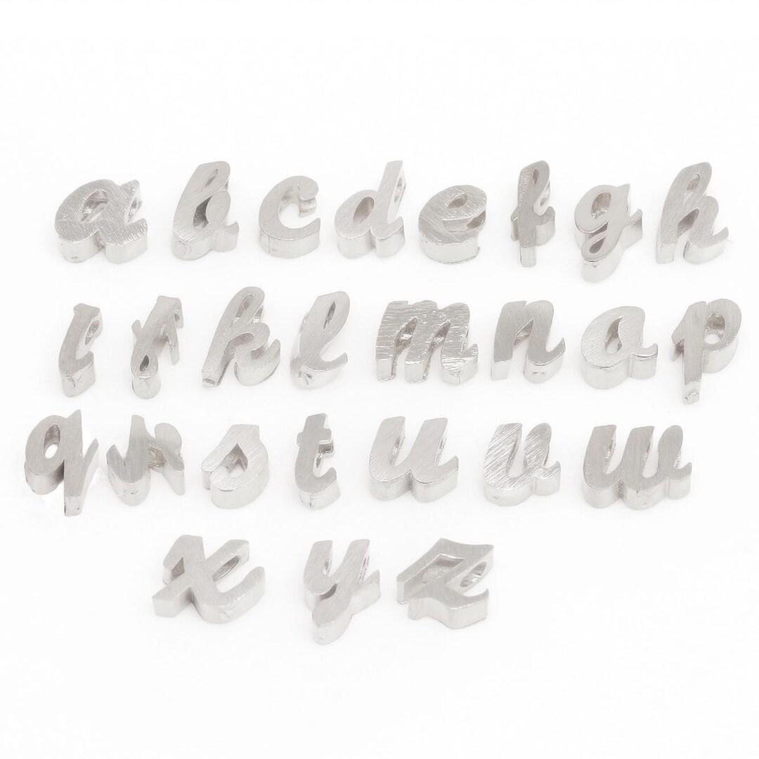 Sand Grinding Treatment Script Alphabet Charm,rhodium Plated Initial ...