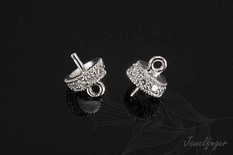H393-2pcs-Rhodium Plated-6mm Bead Cap-For Half Drilled Beads Bead Cap