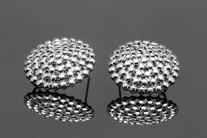 M1888-1 pairs-Rhodium Plated-Circle Earrings-Circle Ear Post
