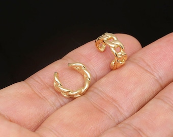 16K Gold Plated Ear Cuff, Non Pierced Chain Earring, Brass Jewelry Findings (17*4 mm) [CH0057-1 pc]