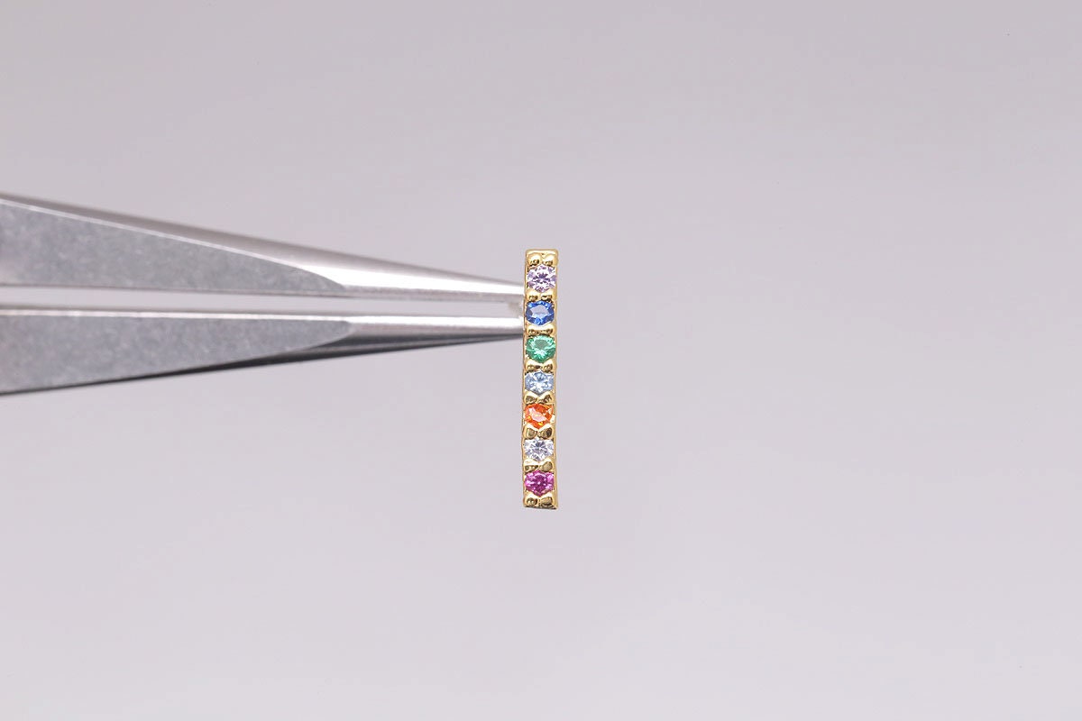 H771-1pairs-gold Plated-1.512mm Multi Cubic Post Earrings CZ