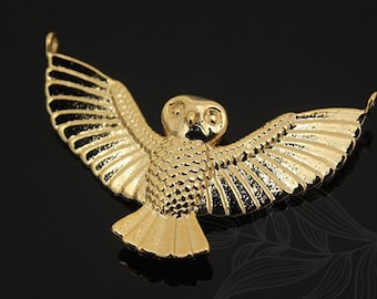 M1083-2pcs-Gold Plated -Owl Charm -Brass Owl Pendant