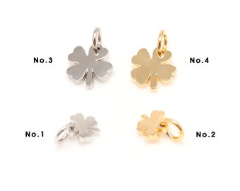 Dijes de trébol de cuatro hojas de 5 mm y 7 mm, delicado colgante de trébol, para bisutería [H1094-2PCS]