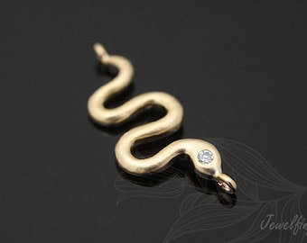 H219-2pcs-Matt Gold Plated -Sideways Cubic Snake Connector-Snake Pendant
