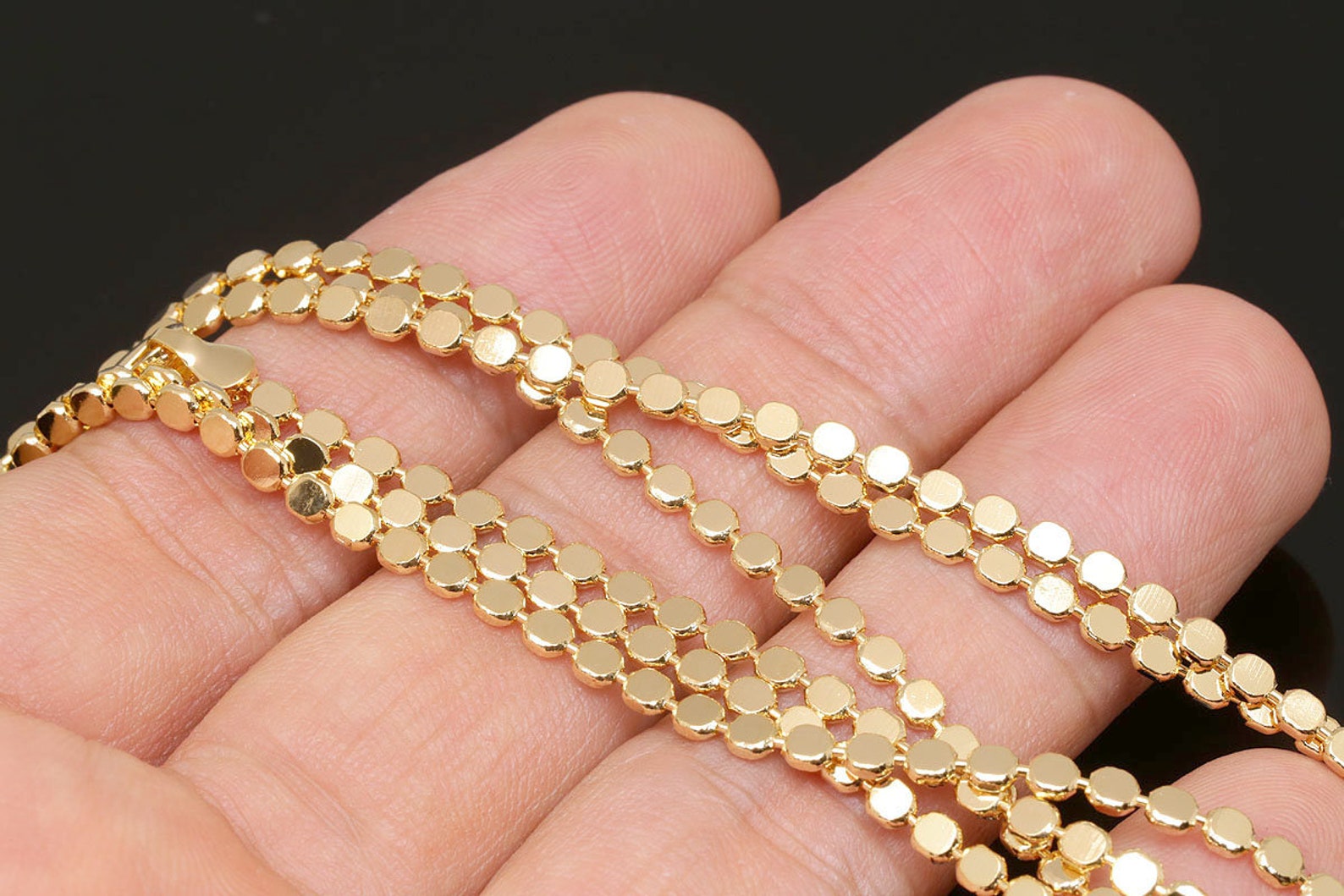 B6071piece2.5N DC 2.5mm Dot Chain17 43.18cm Gold Etsy
