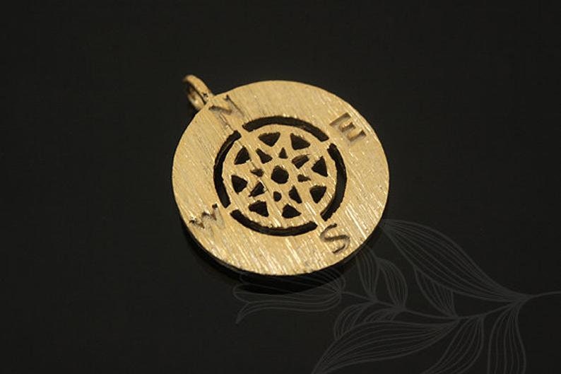 M1392-2pcs-Gold Plated-Compass Charm-Compass Pendant-Coin Charm