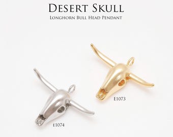 Brass Cow Skull Pendant, DIY Jewelry Supplies [E1073,E1074-2 pcs]