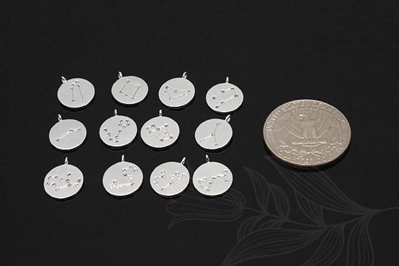 S1147-2pcs-Rhodium Plated-Capricorn Pendant-Cubic Zodiac