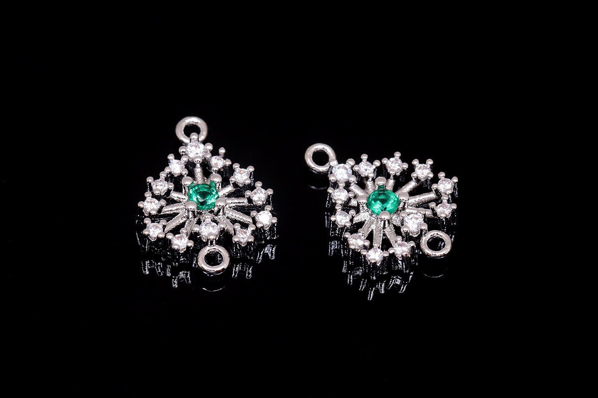 H1352-2pcs-Rhodium Plated-9mm Cubic Heart Connector-Emerald | Etsy