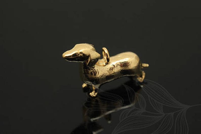 E1075-2pcs Matt Gold plated-Brass Dog Charm-Metal Charms,Animal Pendant