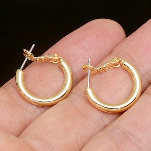 B160-1pair, 16K Real Gold Plated 20mm Bold Round Hoop Earrings, Daily Earrings, Nickel Free Stainless Steel Post, Nickel Free