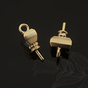 M1446-2pcs-Matt Gold Plated-NO.1-For Half Drilled Beads Bead Cap