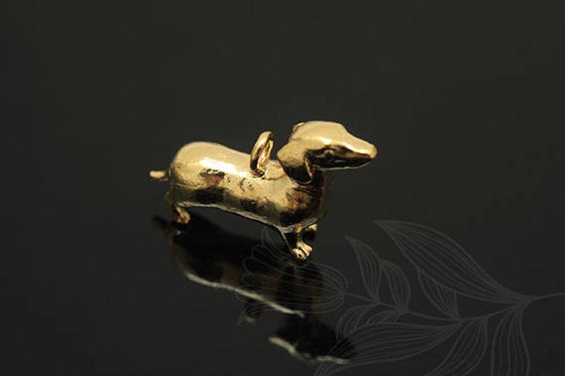 E1075-2pcs Matt Gold plated-Brass Dog Charm-Metal Charms,Animal Pendant