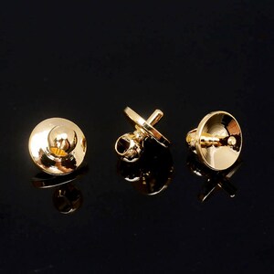H839-10pcs, 16K Real Gold Plated 6mm Peg Bail Caps, For Half Drilled Beads Bead Cap, Wholesale Jewelry Findings, Jewelry Making