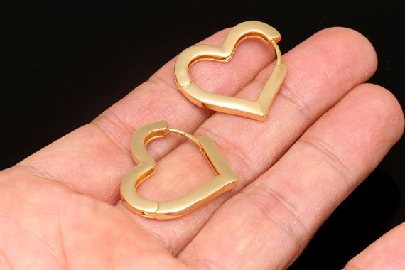Gold Plated 27*26mm Bold Heart Lever Back Earrings,3mm Thickness Hoops,Nickel Free [CE1010-1 pair]