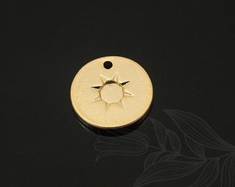 M1302-2pcs-Matt Gold Plated-Sun Coin-Sun Charms