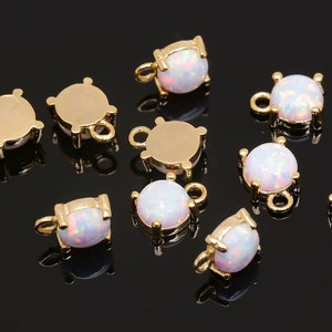 M260-1PC, Gold Plated 7.5*5.5mm Tiny Opal  Charms