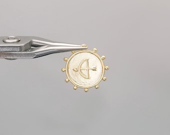 CH0074-2pcs-Gold Plated-18*19mm Cupid Arrow Coin Charms- Medallion Pendant-Necklace Earrings Making Supply
