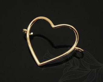 M1272-2pcs-Gold Plated -Heart Connector