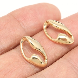 E682-1 pairs-Gold Plated-19*11mm Ellipse  Earrings-Nickel Free Post-Jewelry Findings,Jewelry Making Supply-Gold Plated Findings