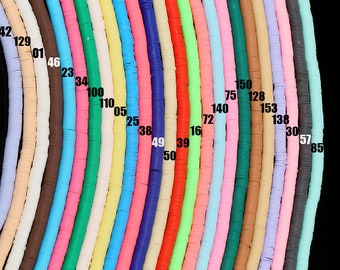 16" 6MM Vinyl Heishi Beads 1 STRAND Polymer Clay Beads African Vinyl Disc Beads