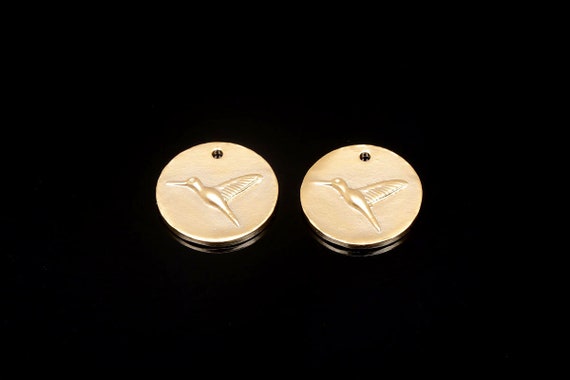 M1099 2pcs matt Gold Plated 11.5mm Bird Coin Charms Mini Coin Pendant medallion Necklace Charm jewelry Findings Etsy Canada