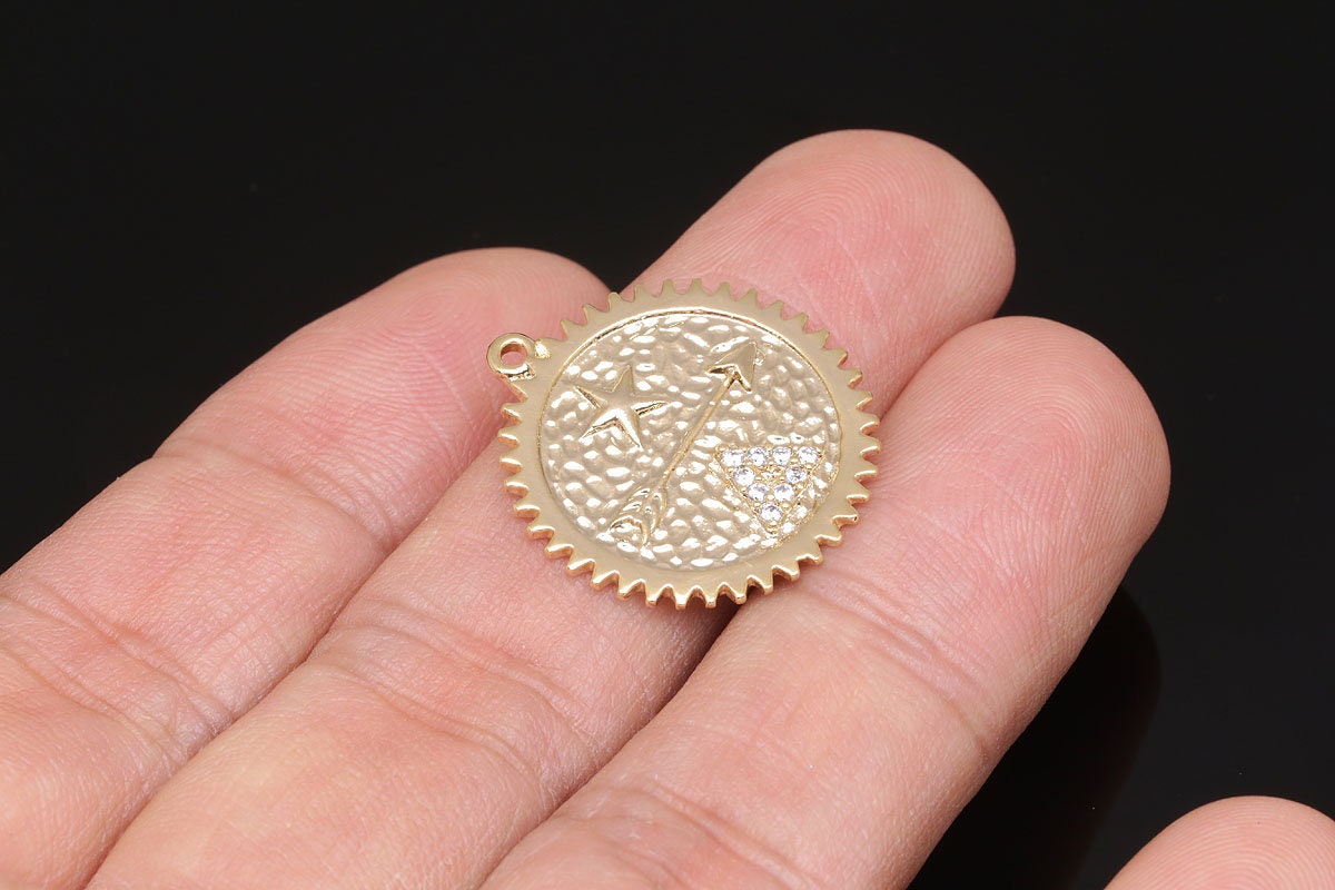 CH0007-20pcs-Gold Plated-21.5*15mm Cubic Drop Charms-Cubic Star Pendant-Necklace Earrings Making Supply