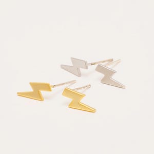 M081,M086-1pair Tiny Thunderbolt Stud Earrings,Dainty Lightning Bolt Post Earrings,Silver Post
