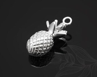 Matt Rhodium Plated Metal Pineapple Charms,Tiny Pineapple Pendant[M1001-2pcs]