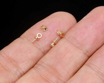 Gold Plated 3mm Peg Bail Caps,For Half Drilled Beads Bead Caps [B428-10 pcs]