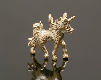 Matt Gold plated 15*13mm Unicorn Charms,Animal Pendant [H233- 2 pcs]
