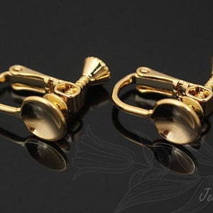 B693-2 pairs-Gold Plated-For Non-Pierced Ears-Clip-on Earrings -8mm Bead Cap Earrings-Ni Free