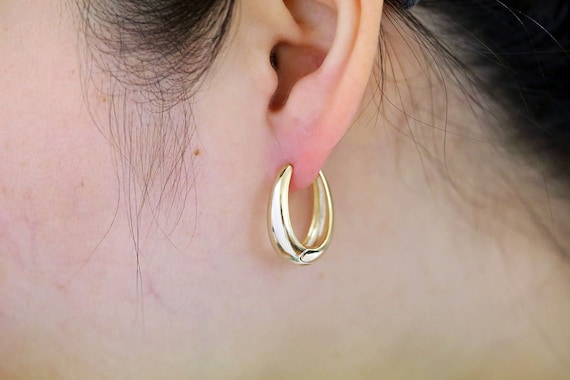 CE0662-1pair, 16K Real Gold Plated 19*25mm Bold Oval Lever Back Earrings, Oval Hoop, Wholesale Jewelry Findings, Nickel Free